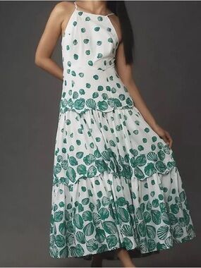 Anthropologie x Maeve Seashell Drop Waist Tiered Dress size XXS